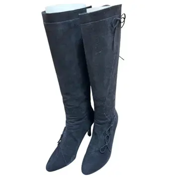 긴자 카네마츠 블랙 스웨이드 롱 부츠 23.5cm