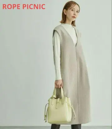 ROPE PICNIC 저리 멜톤 V넥 오버롤 스커트 36