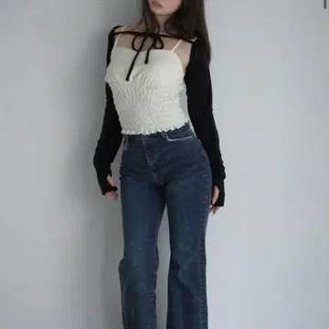 andmary Heart stitch denim navy blue