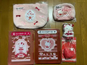 헬로키티 제일복권 마스코트 토트백 파우치 파일 케이스 세트