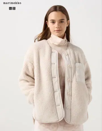 [ 새상품 ] 유니클로 마리메꼬 플리스 가디건 내추럴 L