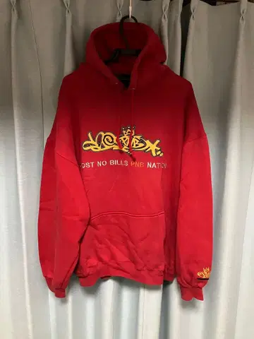 90s PNB NATION 레드 후드 맨투맨 XL