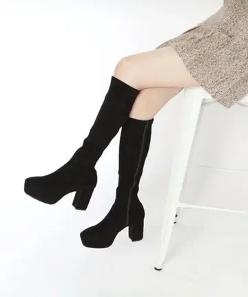 에스페란자 완만한 경사 힐 통굽 롱 부츠