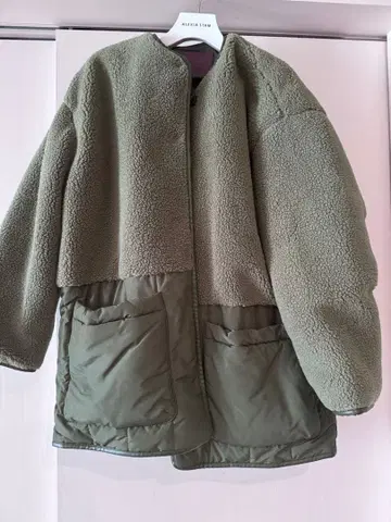 새상품 ALEXIA STAM 보아 자켓 코트 올리브 그린 머플러 포함