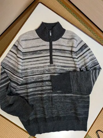 Eddie Bauer 하프 지퍼 니트 스웨터 그레이와 블랙