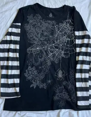 거미줄 스팽글 긴팔 T셔츠 archive opium Y2K