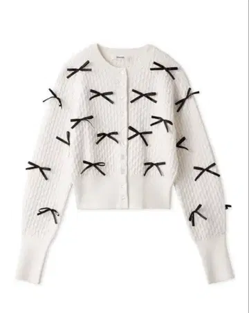 SNIDEL 화이트 리본 니트 가디건