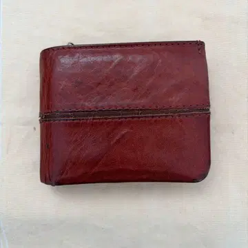 브라운 가죽 이단 접이식 지갑