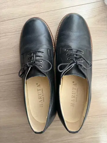 HARUTA 레이스업 슈즈 블랙 가죽 신발