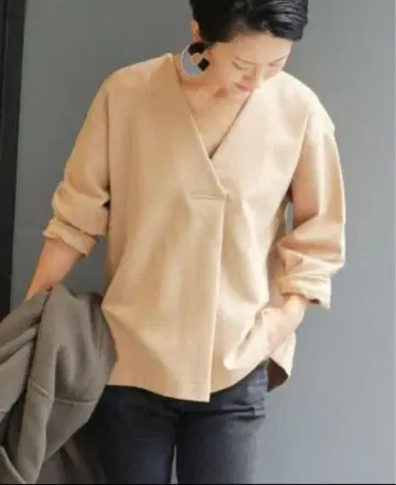 Relume V넥 더블 파인 크로스 티셔츠