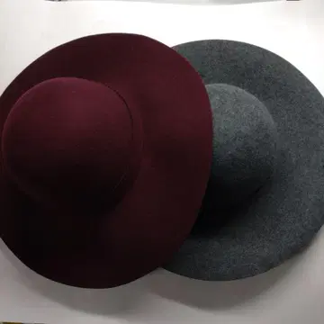 버건디 울 펠트 햇 와인 그레이 울 100%