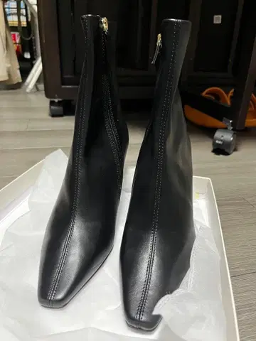 블랙 하이힐 부츠 사이드 지퍼 부착