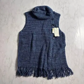 택 포함 새상품 터틀넥 니트 스웨터 M 블루 아크릴 100%