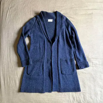 blanc bleu minuit 롱 니트 가디건 긴팔 네이비