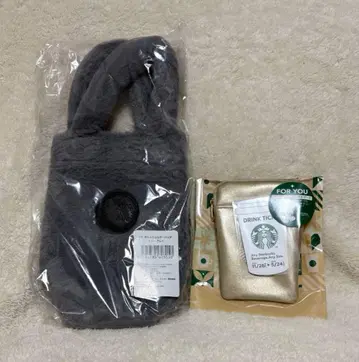 스벅 보틀 숄더 그레이 드링크 티켓 포함 파우치 2점 홀리데이