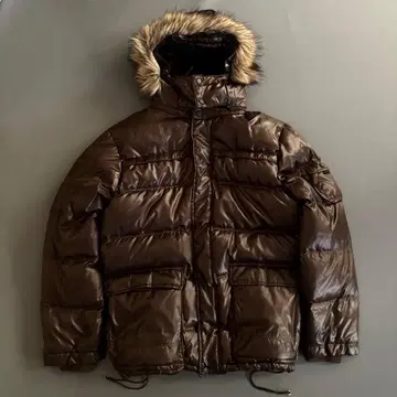 UNIQLO 유니클로 y2k 광택 퍼 다운 자켓 브라운