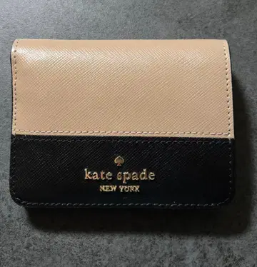 kate spade NEW YORK 베이지 x 블랙 접이식 지갑 미니