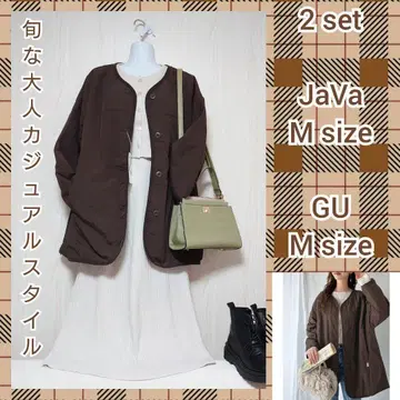 미색 성인 캐주얼 코디 세트 2점 코디 판매 아우터 포함!