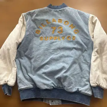 BILLABONG 빌라봉 데님 바시티 자켓 워시 가공 M