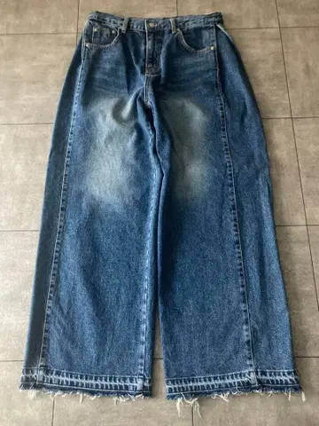 Chav 블루 와이드 레그 데님