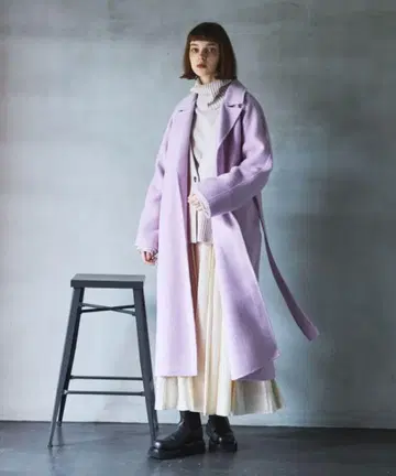 N.O.R.C 롱 리버 코트 벨티드 롱 기장 라벤더 라푼젤