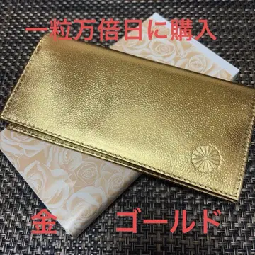 [ 새상품 ] 국화 문양 장지갑 소가죽 골드
