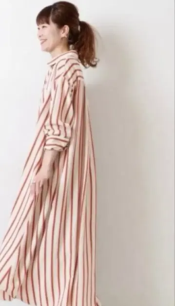 Spick & Span 스트라이프 롱 셔츠 원피스