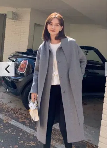 그레이 리본 포함 롱 코트