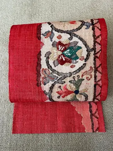 빨간색 꽃무늬 자수 나고야 오비