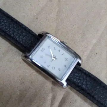 작동품. 쿼츠 손목시계 블랙 가죽 스퀘어 케이스