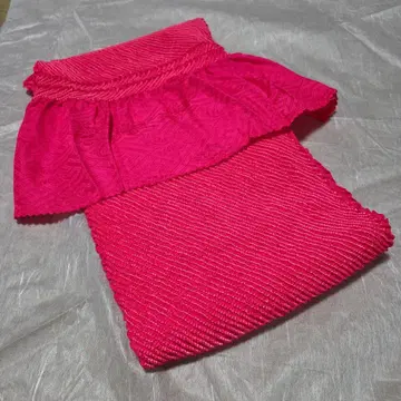 순수 실크 총 쥐어짜기 주홍색 오비 장식 천