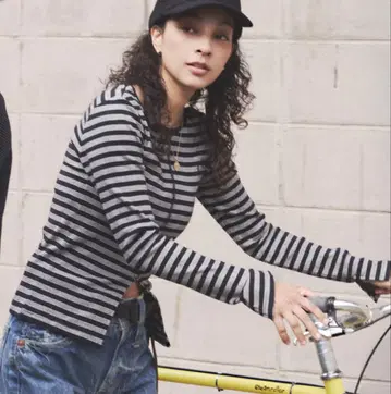 로버트 피 미러 Prib Slit PO 보더 티셔츠