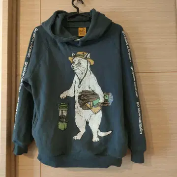 goslowcaravan 후드티 고양이 다크 그린 사이즈 1