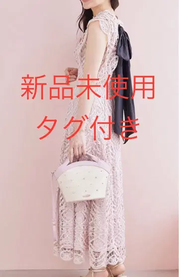 택 포함 미사용 새상품 CELFORD 백산 레이스 드레스 핑크 리본
