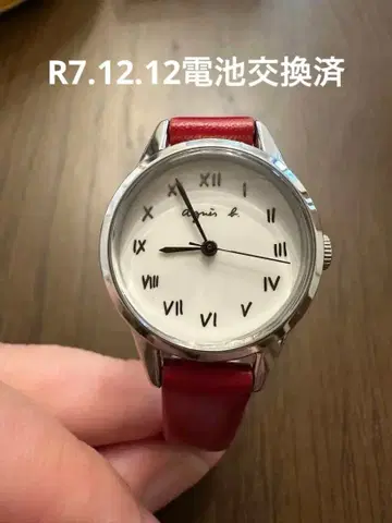 배터리 교환 완료 에네스베 손목시계/가죽/WHT/RED/VJ21-KS60