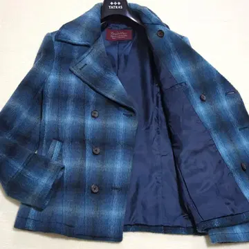 새상품급 L 토네이도 마트 옴브레 체크 피 코트 레어 컬러 블루 계열