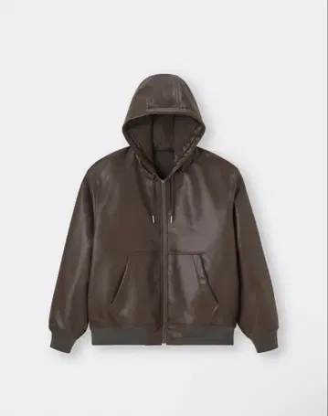 GU 지유 레더 터치 후드티 NE+T L 사이즈 페이크 레더 자켓