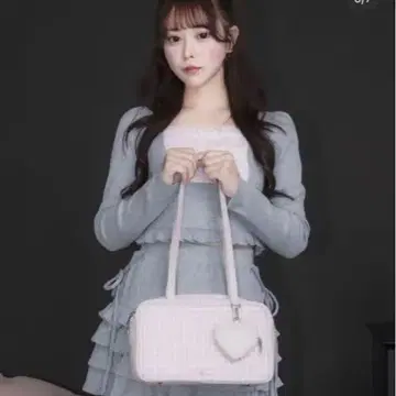 pium 하트 파우치 포함 하운드투스 체크 스퀘어 보스턴 백 핑크