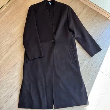 23구 다크 브라운 롱 코트 버튼 포함