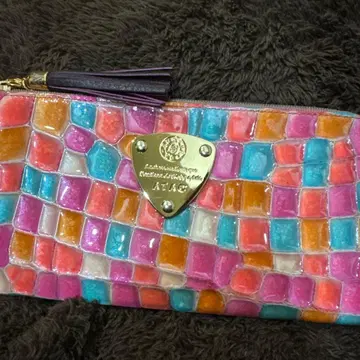 ATAO 멀티 컬러 타일 무늬 장지갑