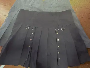 Figments 플리츠 스커트 블랙 그레이 M 사이즈