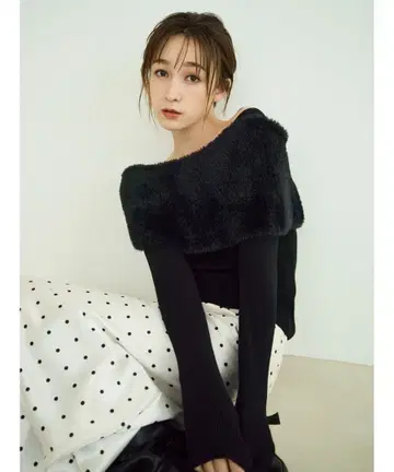 frayid 퍼 케이프 니트