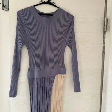 FRAY I.D 니트 원피스 긴팔 퍼플 베이지