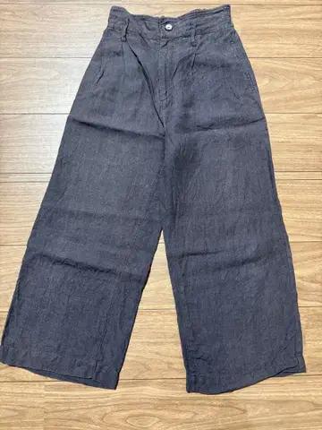 다크 그레이 와이드 팬츠 허리밴딩