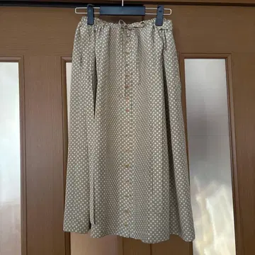 [ 빈티지 ] 핑크하우스 베이지 화이트 도트 스커트