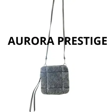 오로라 프레스티지 퍼 x 가죽 그레이 스퀘어 숄더백