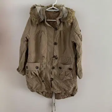 베이지 퍼 후드 자켓