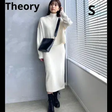 띠어리 울 니트 셋업 스웨터 스커트 화이트 S