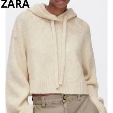 ZARA 숏 기장 후드 부착 니트 스웨터 후드티 S XS