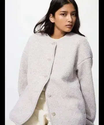 유니클로 보아 플리스 릴랙스 가디건 라이트 그레이 M 새상품 완판템